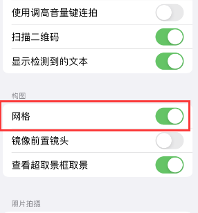 缙云苹果手机维修网点分享iPhone如何开启九宫格构图功能 